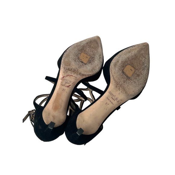 Jimmy Choo Black Suede Kitten Heels Sz37 - Picture 6 of 6